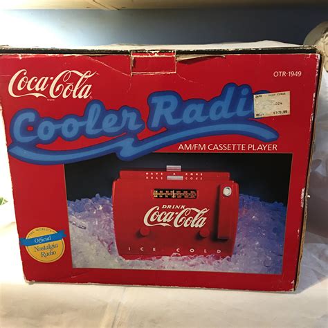 coca cola ice cold cooler am fm radio cassette player and storage