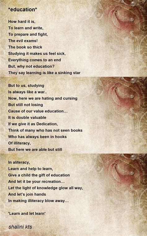 *education* Poem by shalini kts - Poem Hunter