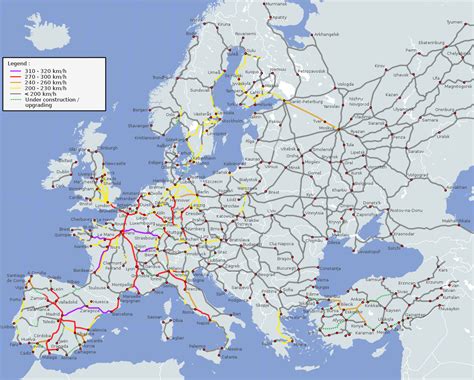 2016 Map Of Europe High Speed Rail System Map