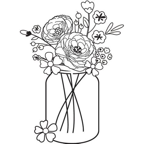 Flowers In Mason Jar Printable Coloring Pages