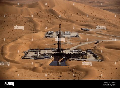 Aerial View Of Oil Rig In Sahara Desert Algeria Stock Photo 1491791