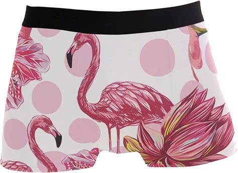 ZZKKO Flamingos Flowers Polka Dot Men S Underwear Boxer Briefs