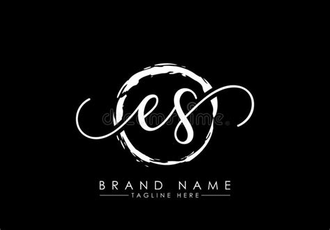 E And S Initial Handwriting Logo Design With Brush Circle Handwritten