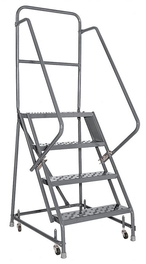 4 Step Rolling Ladder Perforated Step Tread 76 In Overall Height 450