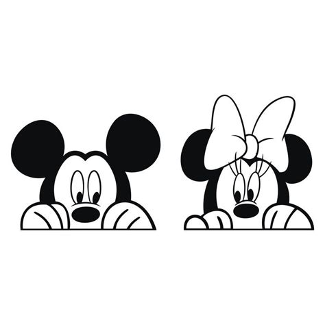 Disney Mickey And Minnie Peeking Vinyl Decals Bonus 2 Pieces Etsy