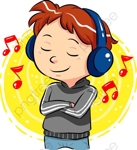 Vector Boy Listening To Music Chico Cartoon Chico Personaje Png Y