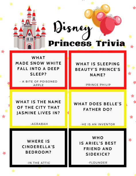 Disney Princess Trivia Quiz Questions Free Printable Disney