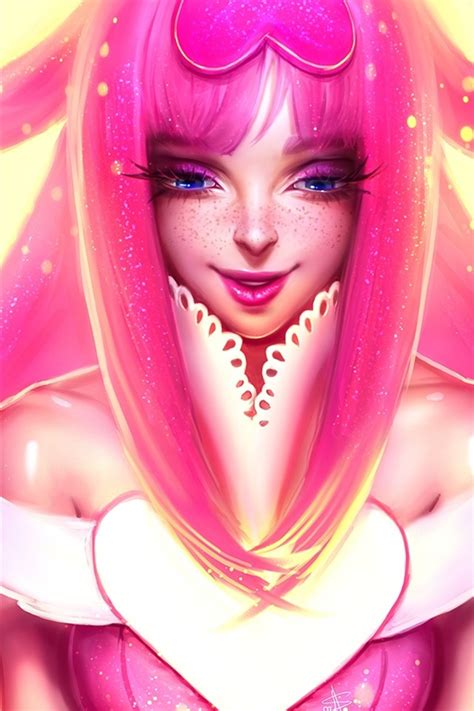 Wallpaper Pink Hair Fantasy Girl Blue Eyes Love Hearts