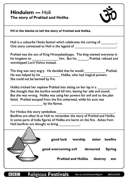 Hinduism Holi Worksheet For 8th 10th Grade Lesson Planet