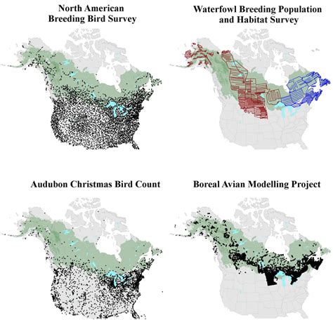 Geographic Coverage Of The Major Bird Surveys In North America