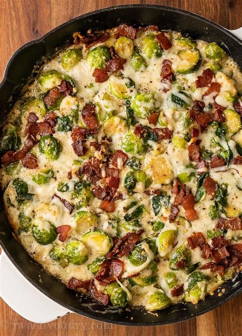 creamy brussels sprouts with bacon i wash you dry