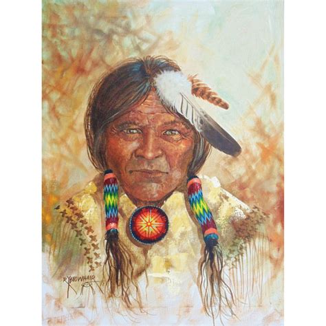 Original Oil Painting Navajo Chief By Robert Yellowhair Native