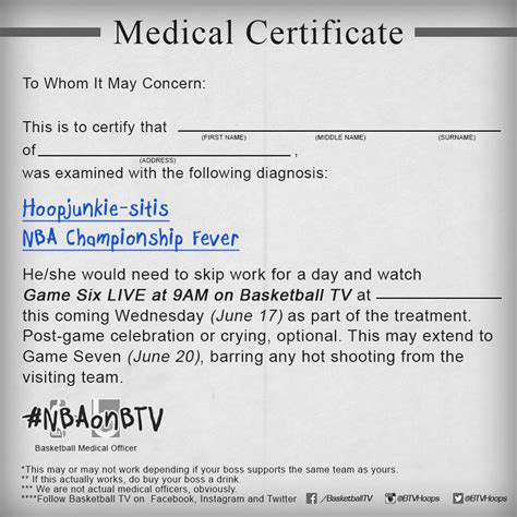 Basketball Tv On Twitter Fill Out Your Nbaonbtv Medical Certificate