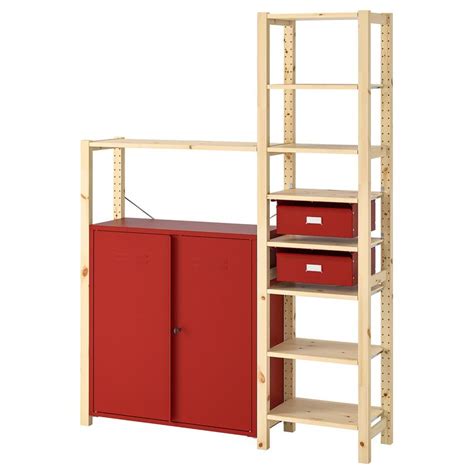 Ikea Ivar Shelf Unit W Cabinetsdrawers Pine Red Solid Pine Is A