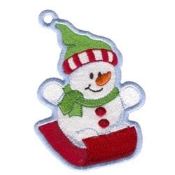 All our designs are available in pes, jef, hus formats. Snowman Sledding Ornament Embroidery Designs, Free Machine ...