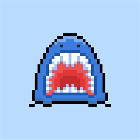 Premium Vector Shark Jaws In Pixel Art Styl