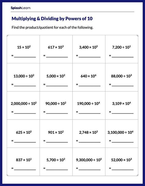 Multiplying Powers Of 10 Worksheet