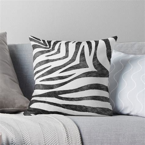 Realistic Zebra Print In Black And White Throw Pillow By Crazycraftlady