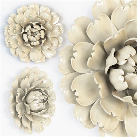 See more ideas about flower wall decor, paper flowers, paper flowers diy. Ivory Large Flower Wall Decor 3D model MAX OBJ FBX STL