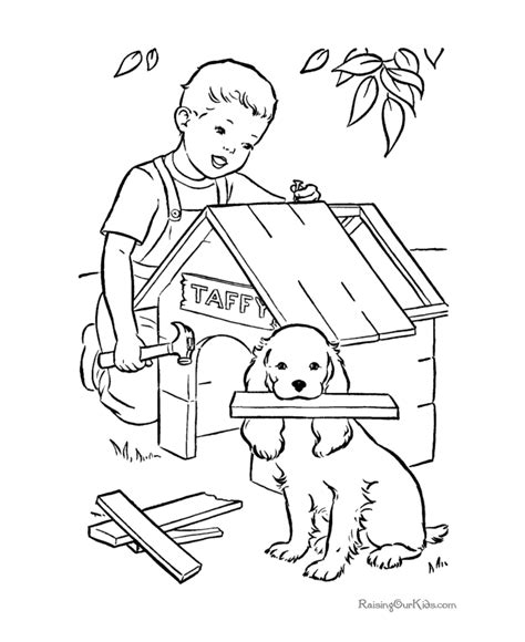 Two dogs playing with a ribbon. Coloring Pages of Dogs and Puppies 107