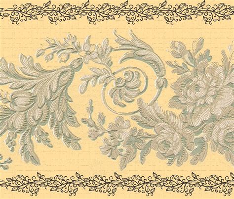 Dundee Decos Peel And Stick Wallpaper Border Floral Green Beige