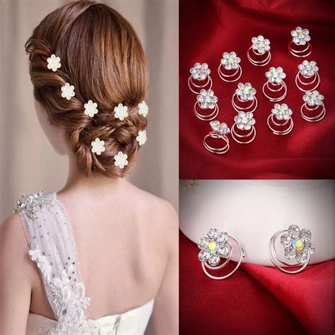 12pc Crystal Rhinestone Flower Bridal Wedding Hair Pins Hairgrips Hairclips Hairpin Hair