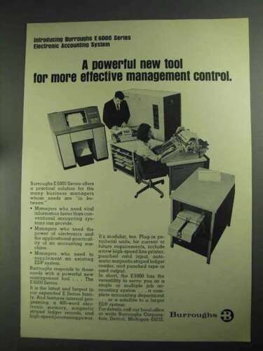 1968 Burroughs E 6000 Electronic Accounting System Ad Ebay