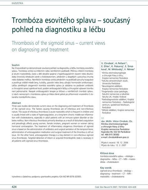 Tromb Za Esovit Ho Splavu Sou Asn Pohled Na Diagnostiku A L Bu Pdf