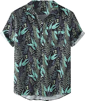 Hawaiihemd Herren Hemd Lustig D Gedruckt Strand Hemden Kurzarm Hawaii Print Aloha Freizeit Hemd