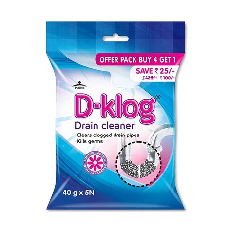 D Klog Drain Cleaner Powder 40g X 5n Removes Clogs Blockages In