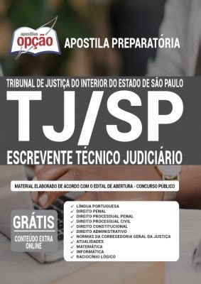 Por ora, não há movimentações divulgadas pelo. Apostila Concurso TJ SP 2021 PDF e Impressa Escrevente