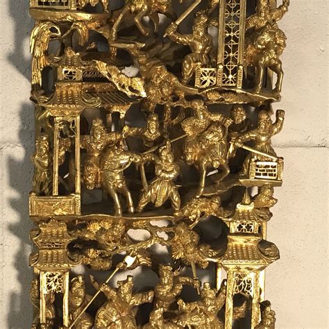 Chinese Gilded Temple Carving Of Warriors Treasure Antique And Appraisers