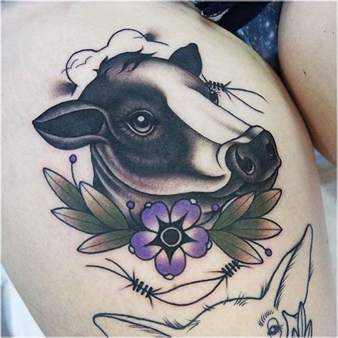 Cow Tattoo Girlstattoos Click For More Cow Tattoo Animal Tattoos