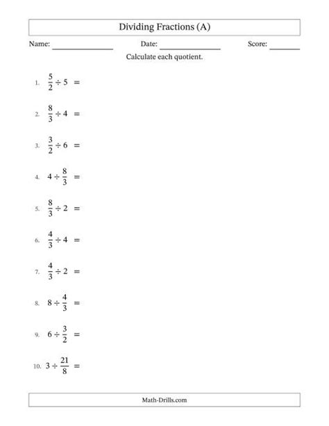 Dividing Improper Fractions And Whole Numbers With All Simplification A