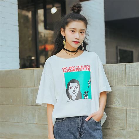 Buy Ulzzang Summer 2017 Korean Style Harajuku Shirt Women Funny Rock Retro