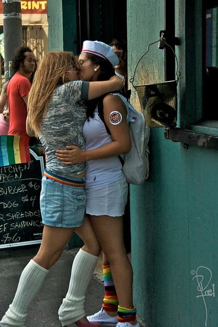 Street Kiss Two Lesbian Kissing In The Street After The Ga… Flickr