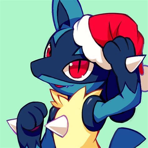 Adorable Holiday Lucario Artist Ddrdoggo Via Twitter Cute Pokemon