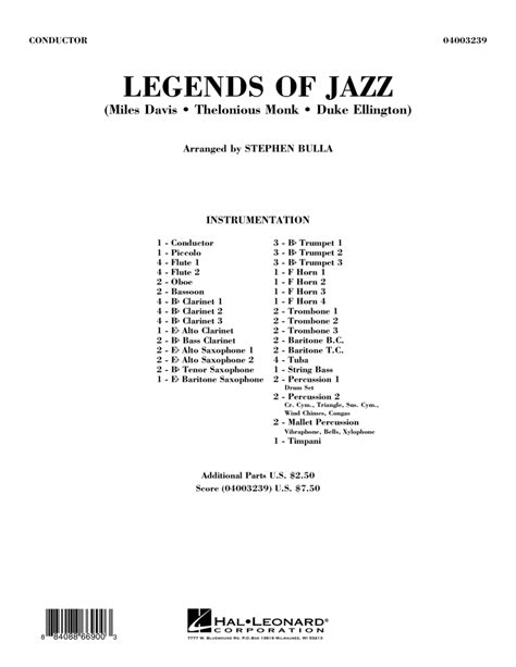 Legends Of Jazz Conductor Score Full Score By Stephen Bulla Concert Band Digital Sheet