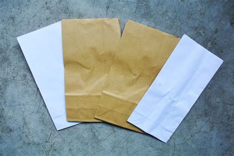 Paper Bagpaper Box Plastic Bag With Eco Natural Reusable Stock Image