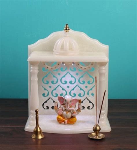 Buy White Onyx Marble Pooja Mandir Without Door By Bhavya Craft Online
