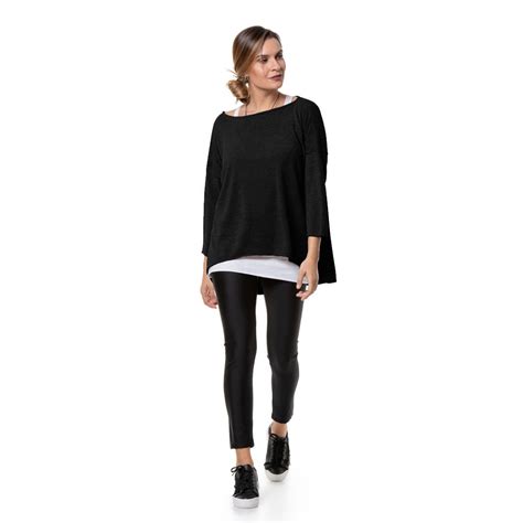 Black Oversized Knitted Tshirt Womans Clothes Dresses Xanashop