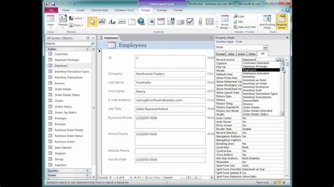 Microsoft Office Access 2010 Set The Record Source For A Form Or Report