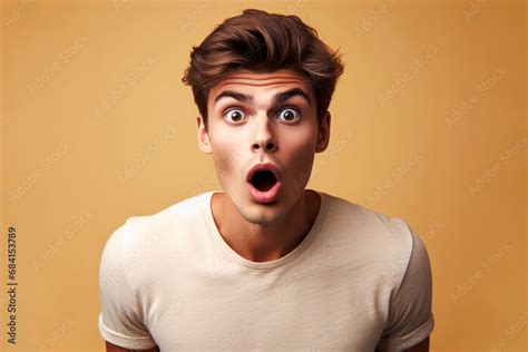 Young Man Expressing Surprise And Shock Emotion With His Mouth Open And