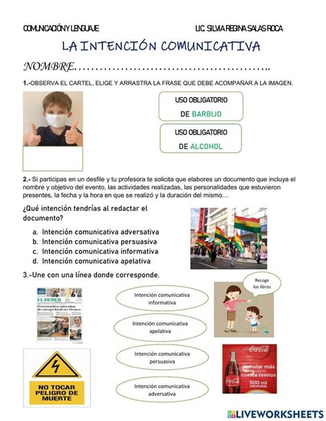 Intenci N Comunicativa Y Sus Caracter Sticas Worksheet Trong