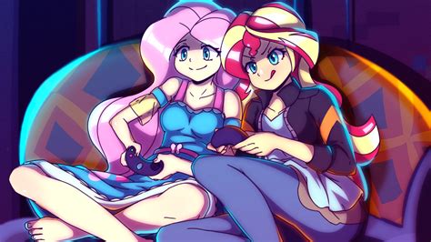 Fluttershy And Sunset Shimmer By Rockset On Deviantart