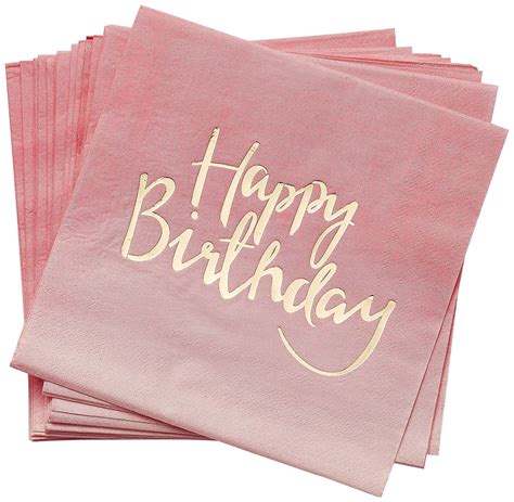 100 Count Happy Birthday Napkins 3 Ply Pink Ombre Luncheon Etsy