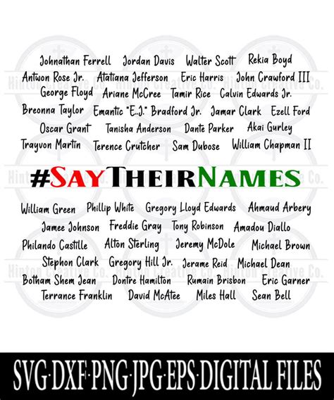 Say Their Names Cut File Print File Svg Circuit Brother Etsy