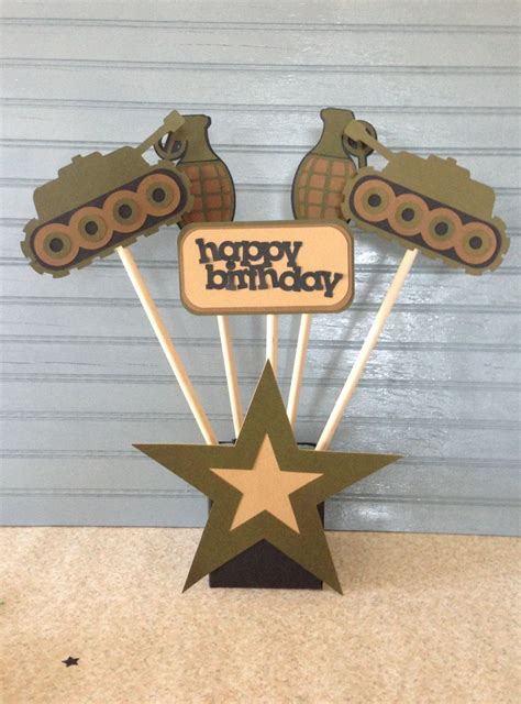 Ejército Cumpleaños Centro De Mesa Army Themed Birthday Army Birthday