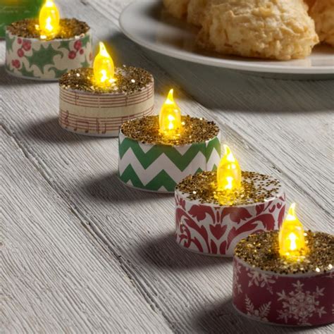Glittered Christmas Tea Lights Project Tea Light Crafts Tea Lights