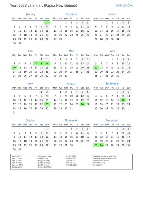 Calendar For Year 2024 Papua New Guinea Afton Shauna